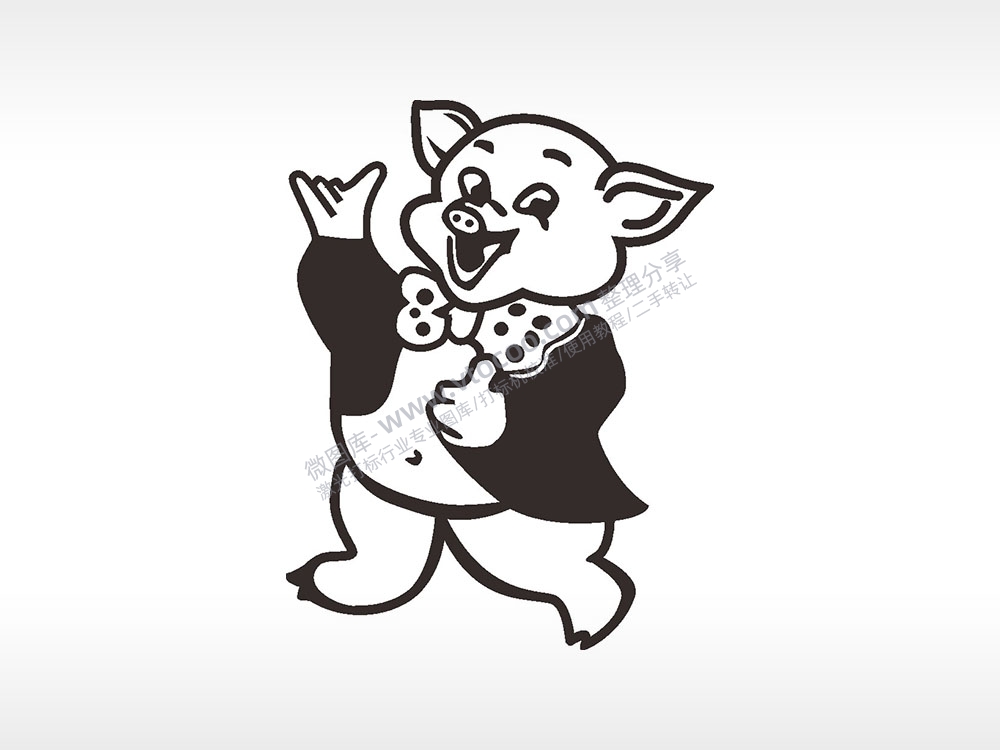 绅士猪卡通猪AI8.0格式激光打标文件通用矢量图