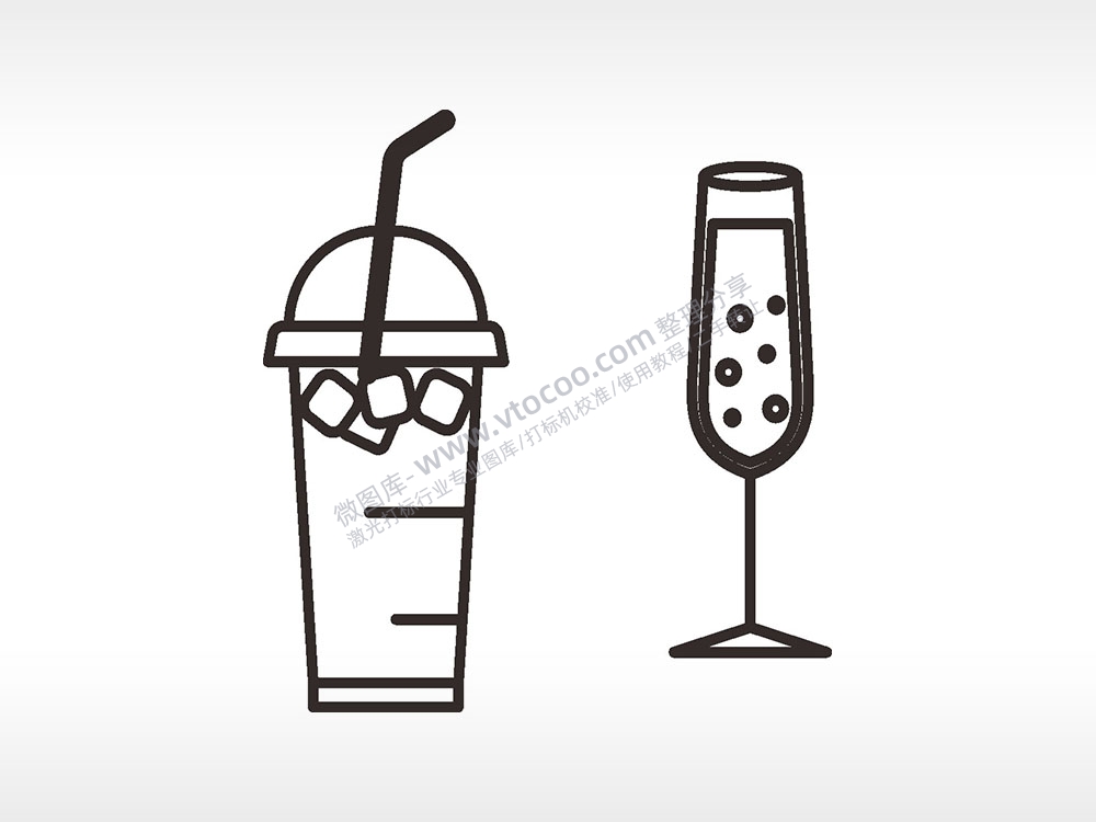 饮料厨具卡通食物AI8.0格式激光打标文件通用矢量图