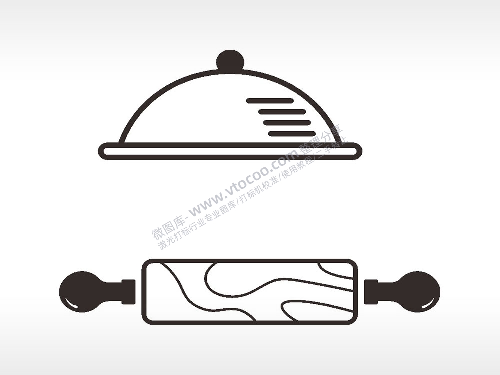 烘焙烹饪杖卡通厨具食物AI8.0格式激光打标文件通用矢量图