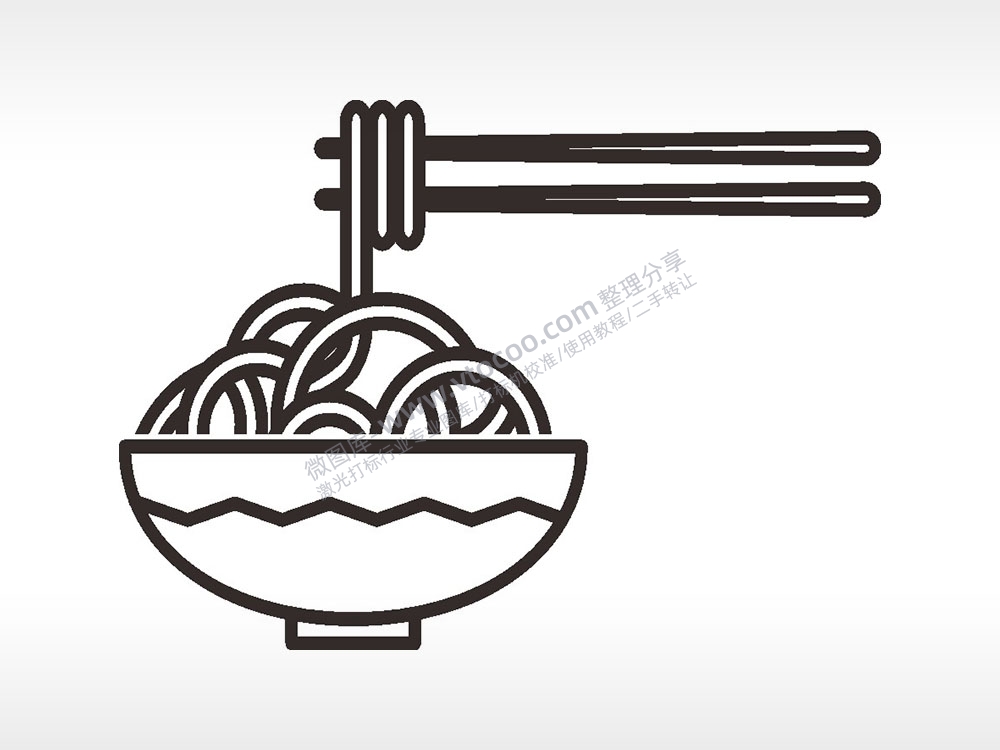 面条拉面碗卡通厨具食物AI8.0格式激光打标文件通用矢量图