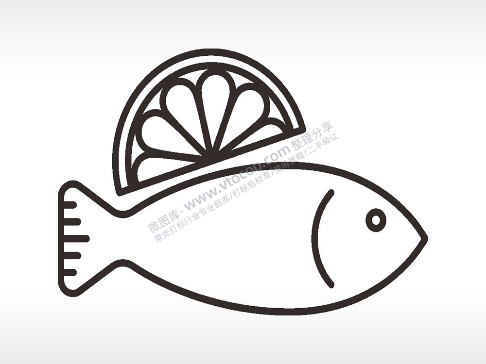 柠檬鱼卡通厨具食物AI8.0格式激光打标文件通用矢量图