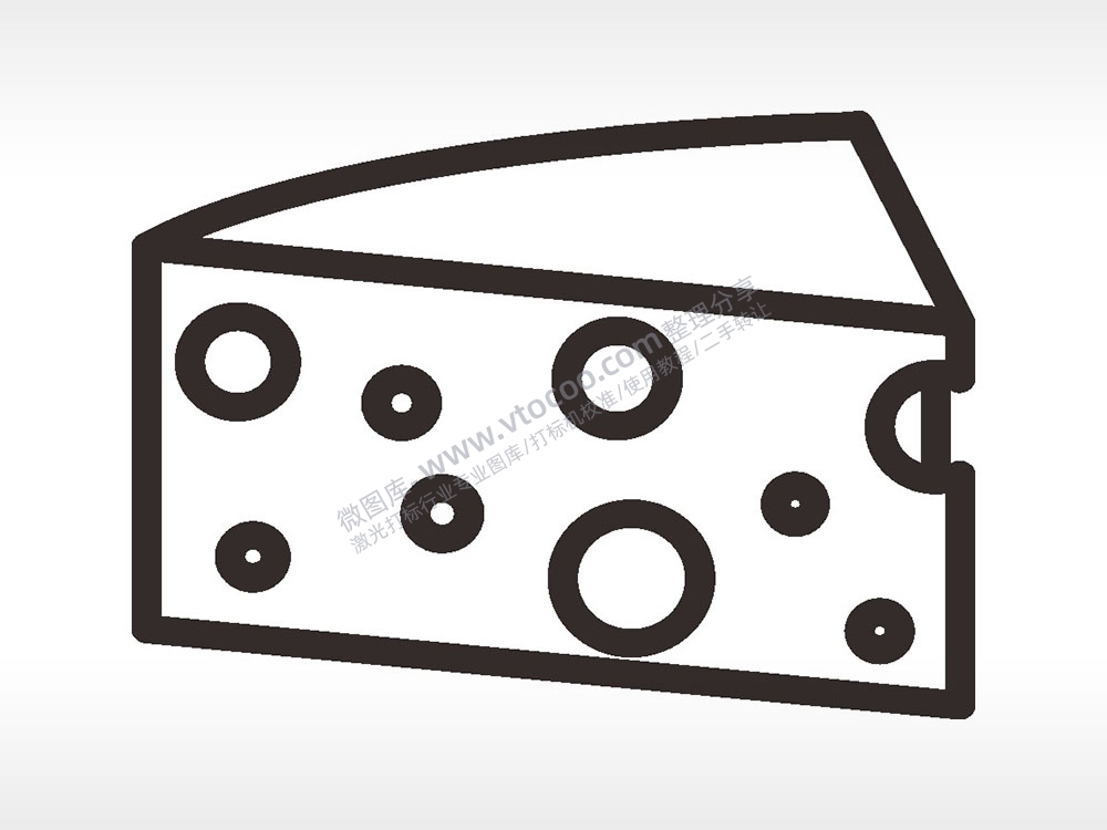 奶酪简笔画卡通厨具食物AI8.0格式激光打标文件通用矢量图