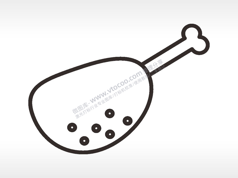 鸡腿肌肉卡通厨具食物AI8.0格式激光打标文件通用矢量图