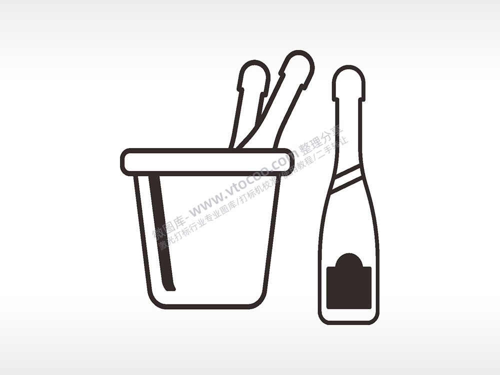 香槟简笔画酒桶卡通食物AI8.0格式激光打标文件通用矢量图