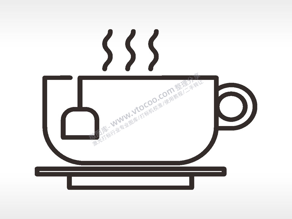 泡茶茶杯卡通厨具食物AI8.0格式激光打标文件通用矢量图