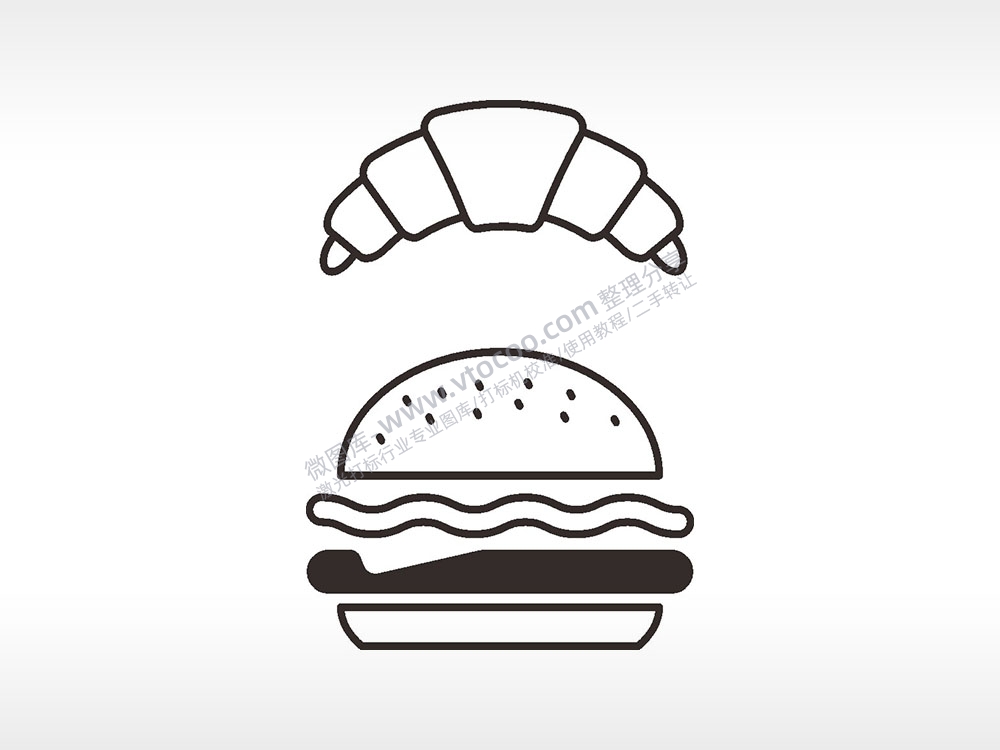 牛角包汉堡卡通厨具食物AI8.0格式激光打标文件通用矢量图
