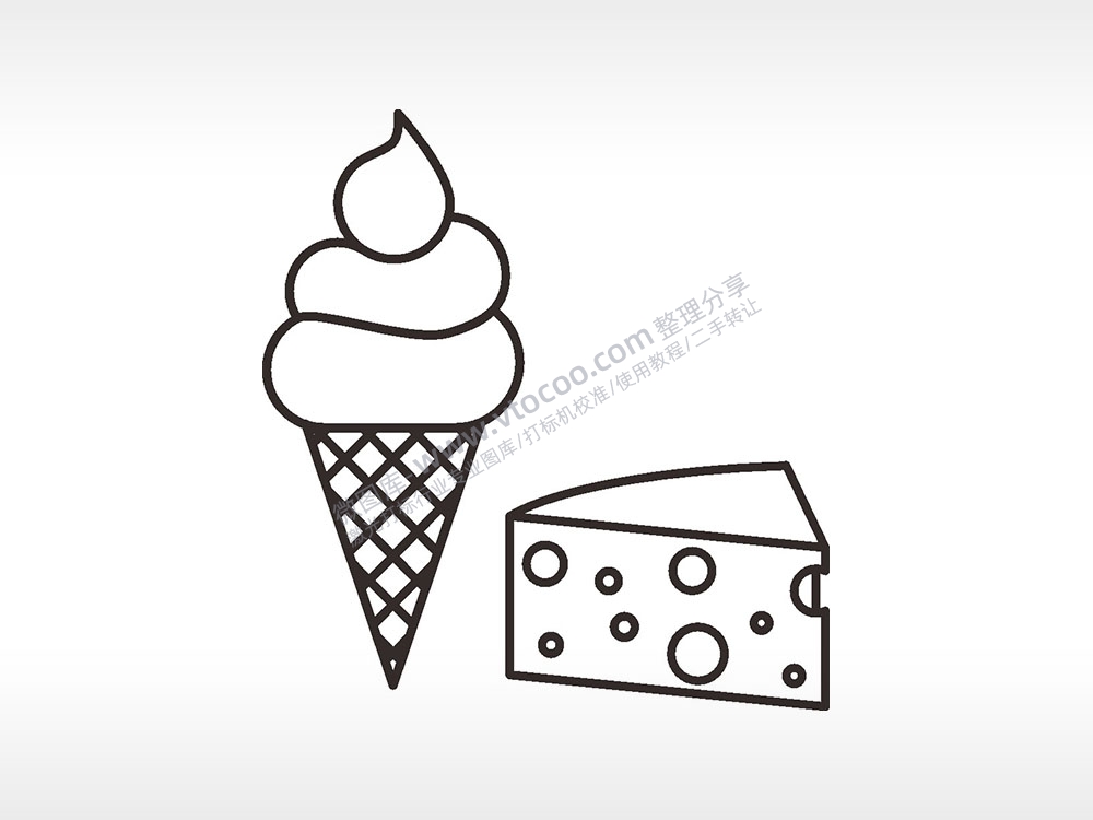 冰淇淋奶酪卡通食物AI8.0格式激光打标文件通用矢量图