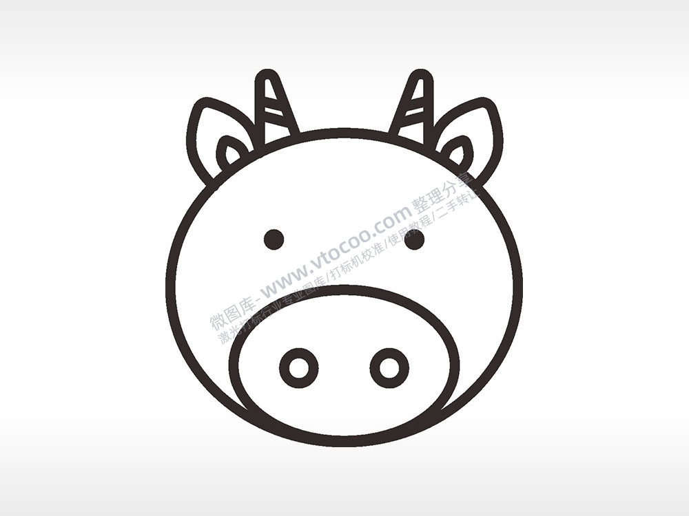 牛头出生牛乳卡通食物AI8.0格式激光打标文件通用矢量图