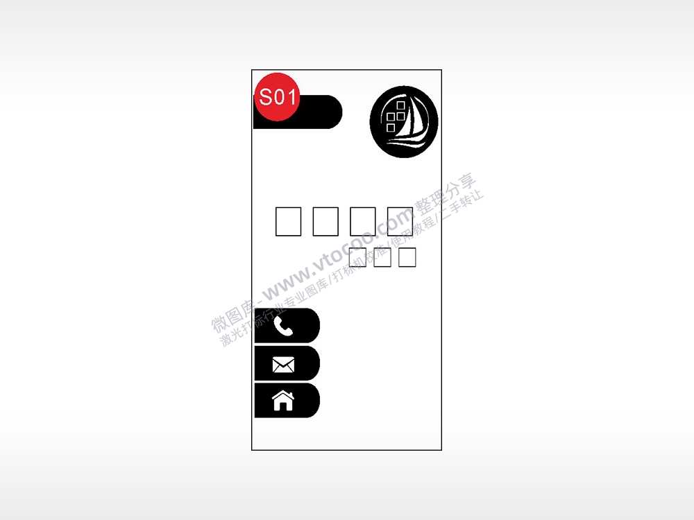 电话邮箱地址名片竖版AI8.0格式激光打标文件通用矢量图