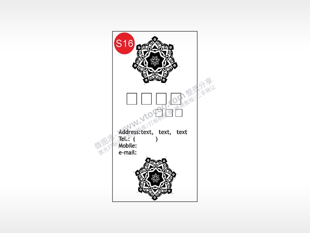 曼陀罗纹身名片竖版AI8.0格式激光打标文件通用矢量图