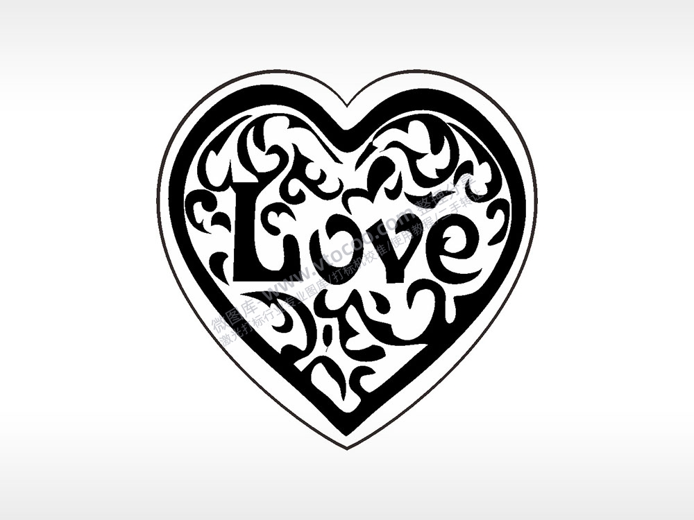 爱心love心型项链模板AI8.0格式激光打标文件通用矢量图