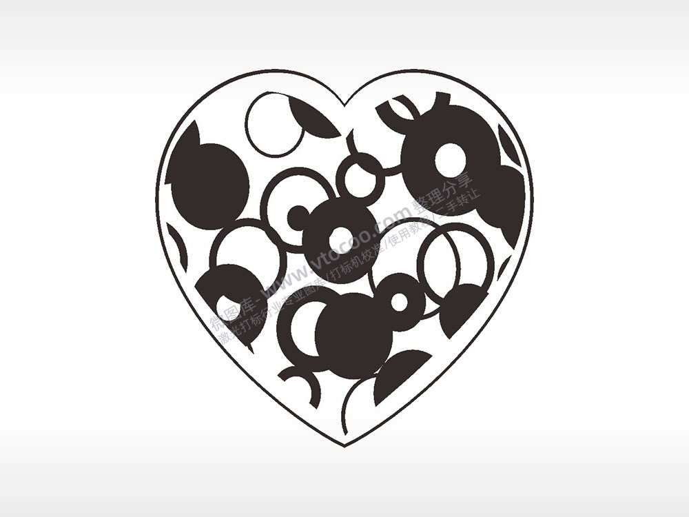 泡泡甜甜圈心型项链模板AI8.0格式激光打标文件通用矢量图