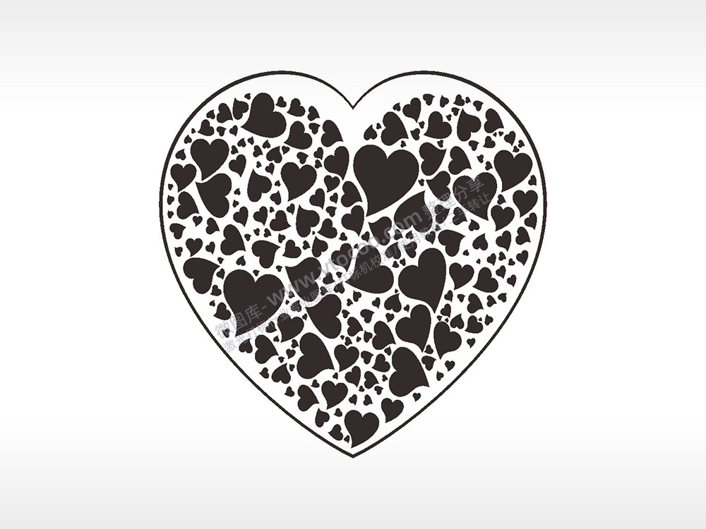 爱心分布心型项链模板AI8.0格式激光打标文件通用矢量图