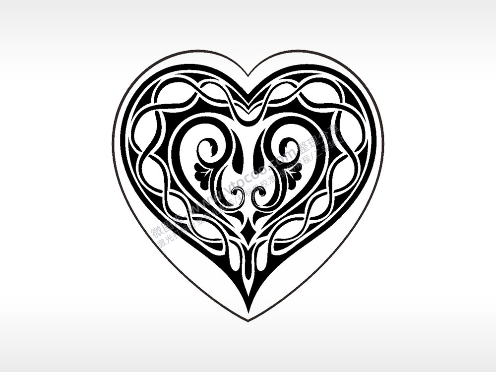 花朵花瓣线条心型项链模板AI8.0格式激光打标文件通用矢量图