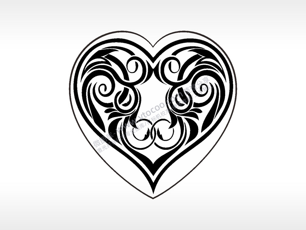 藤蔓线条心型项链模板AI8.0格式激光打标文件通用矢量图