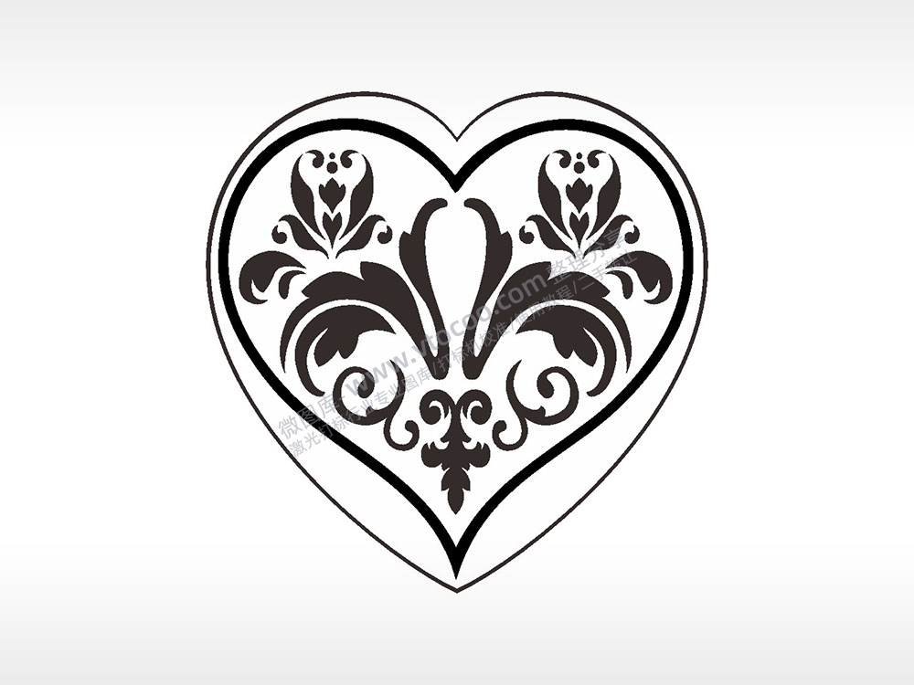 花朵花瓣心型项链模板AI8.0格式激光打标文件通用矢量图