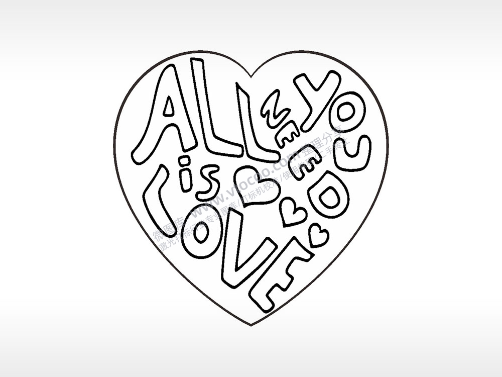 爱全都给你心型项链模板AI8.0格式激光打标文件通用矢量图