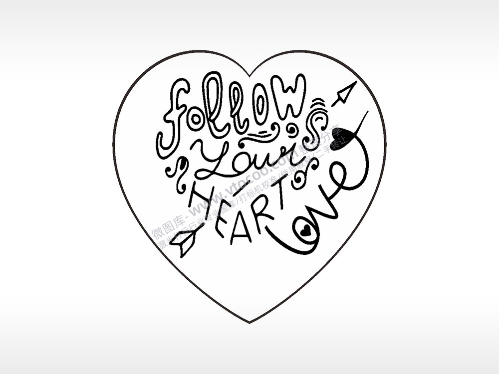 跟随你的心爱心型项链模板AI8.0格式激光打标文件通用矢量图