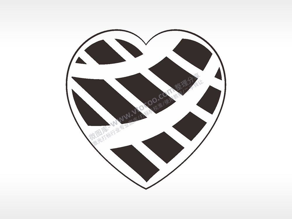 线条块心型项链模板AI8.0格式激光打标文件通用矢量图