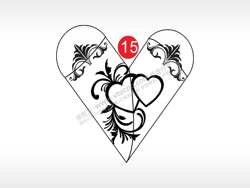 爱心图藤蔓心形打火机AI8.0格式激光打标文件通用矢量图