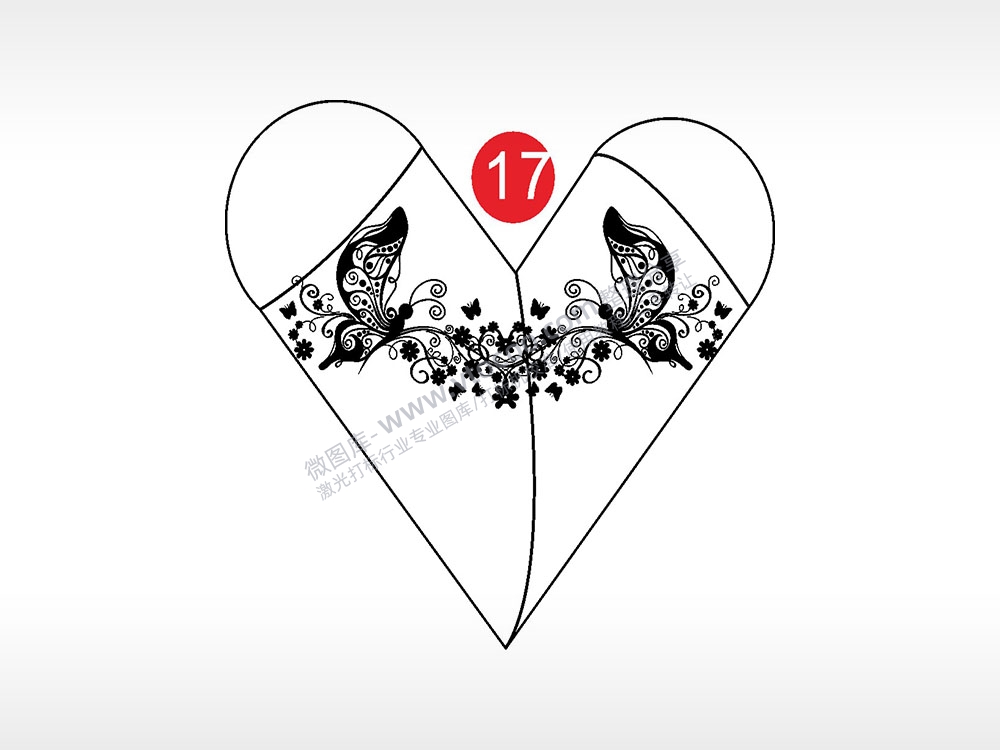 蝴蝶花朵藤蔓心形打火机AI8.0格式激光打标文件通用矢量图