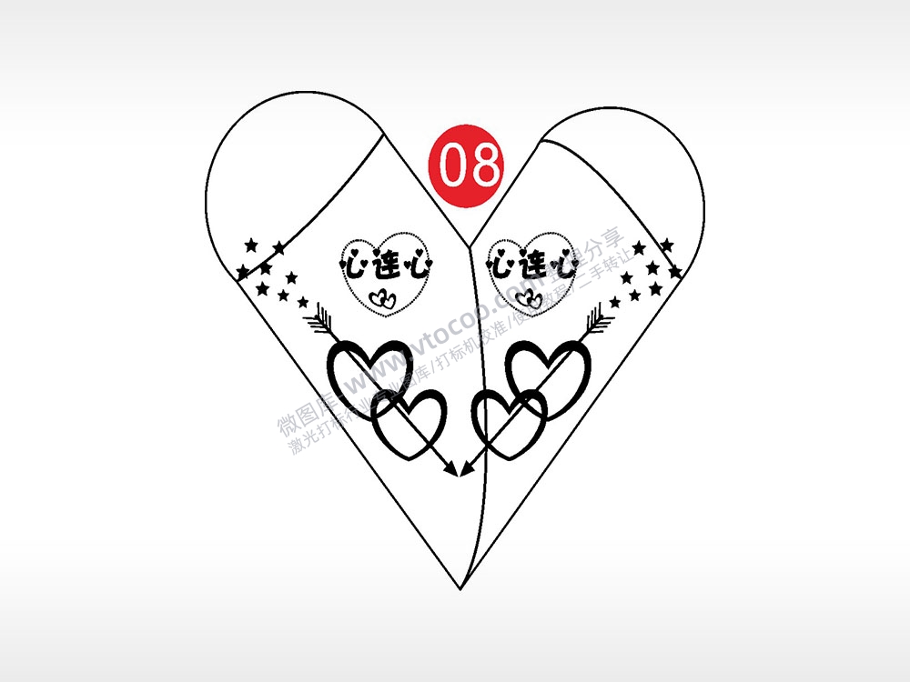 丘比特之箭射爱心形打火机AI8.0格式激光打标文件通用矢量图