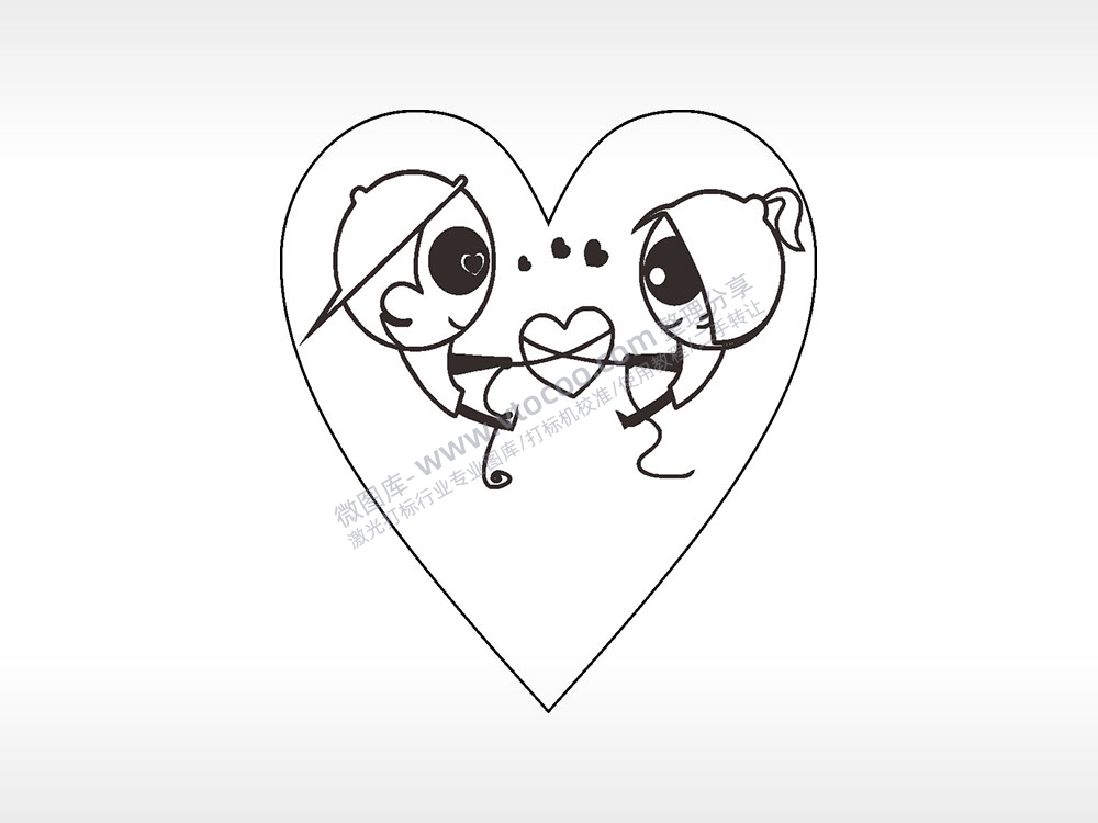 情侣绑爱心型项链模板AI8.0格式激光打标文件通用矢量图