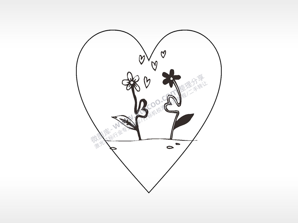 花朵爱心型项链模板AI8.0格式激光打标文件通用矢量图