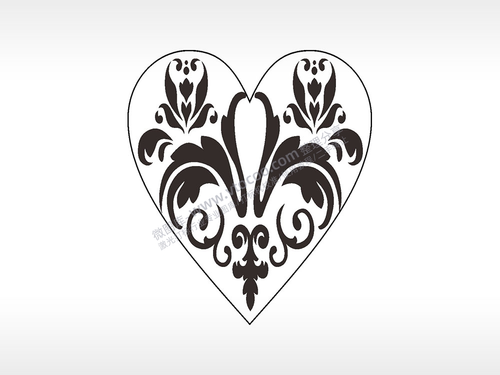 花朵花瓣心型项链模板AI8.0格式激光打标文件通用矢量图