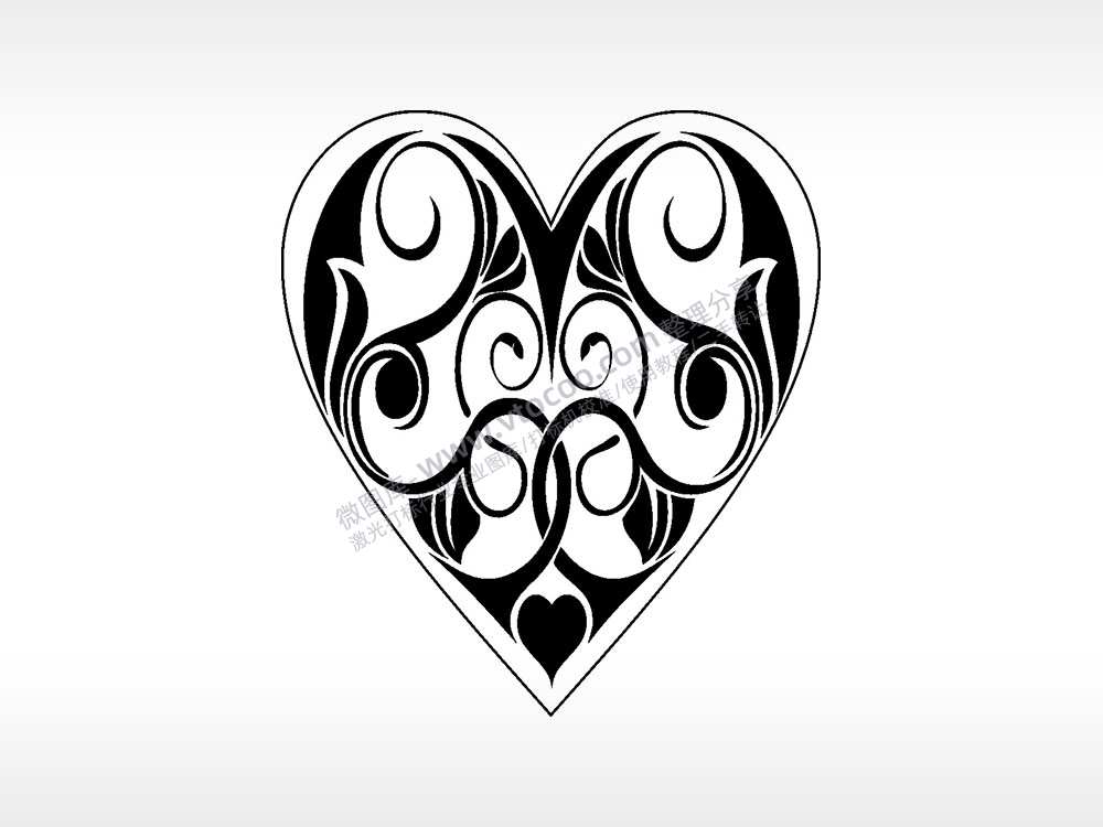 线条藤蔓涂鸦心型项链模板AI8.0格式激光打标文件通用矢量图