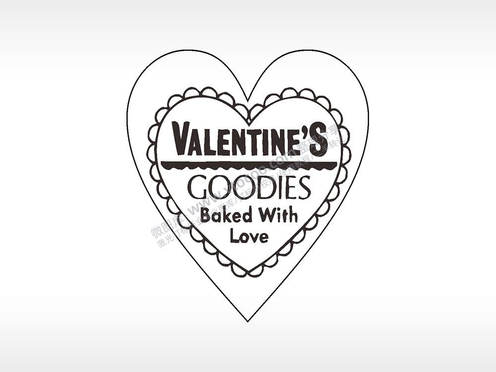 用爱烘焙的情人节美食心型项链模板AI8.0格式激光打标文件通用矢量图