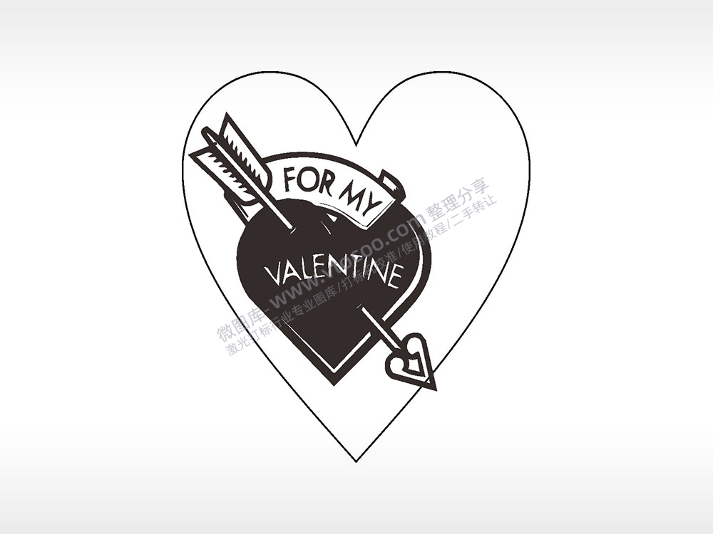 送给我的情人心型项链模板AI8.0格式激光打标文件通用矢量图