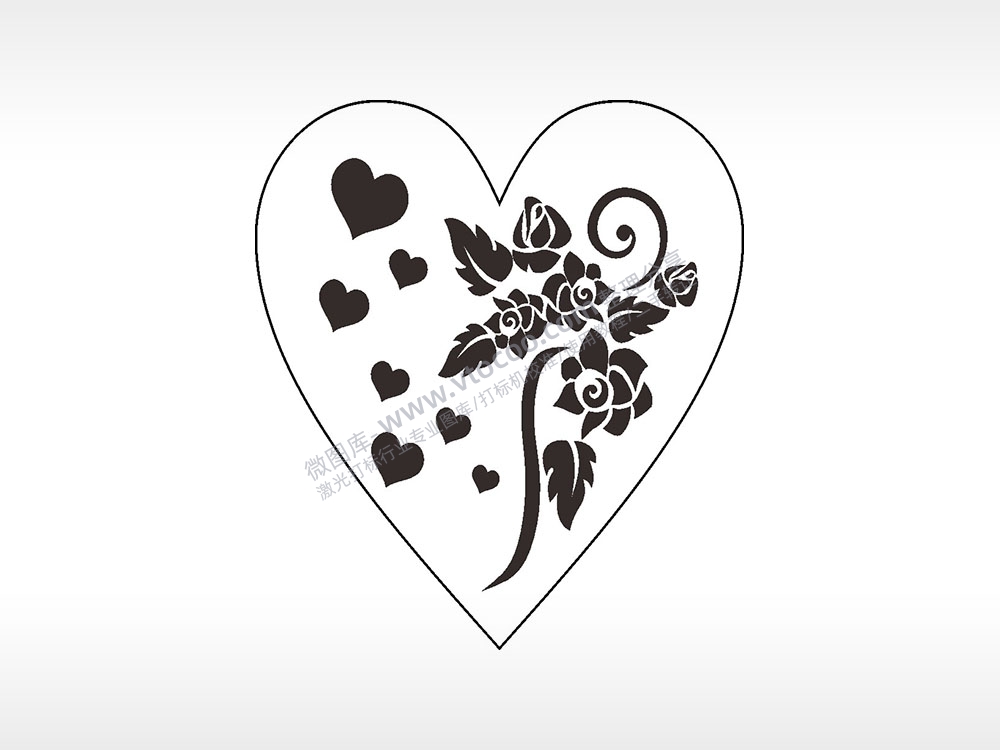 玫瑰花藤蔓心型项链模板AI8.0格式激光打标文件通用矢量图