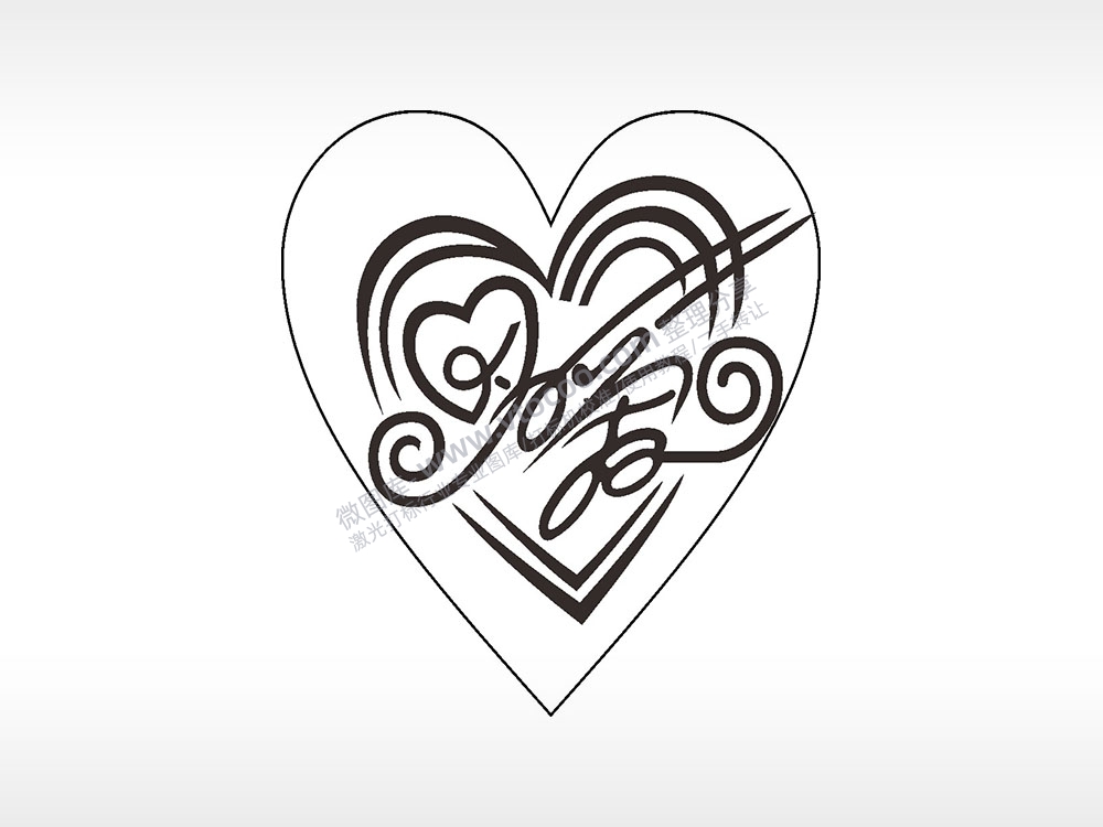 爱音符心型项链模板AI8.0格式激光打标文件通用矢量图