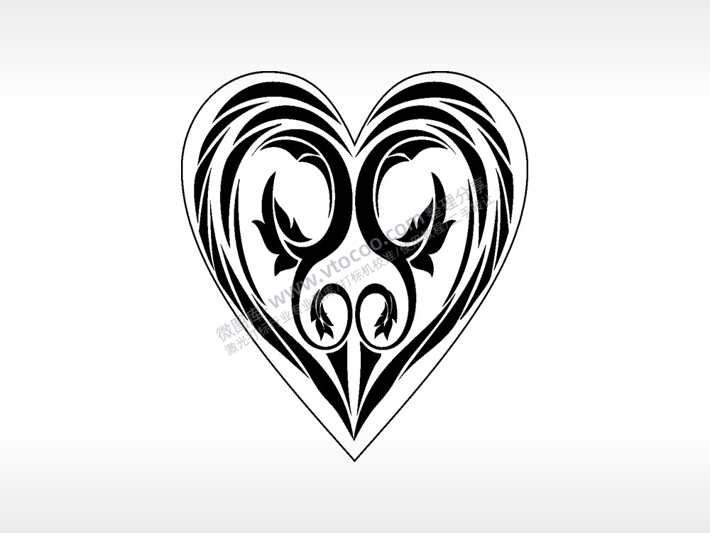 藤蔓线条心型项链模板AI8.0格式激光打标文件通用矢量图