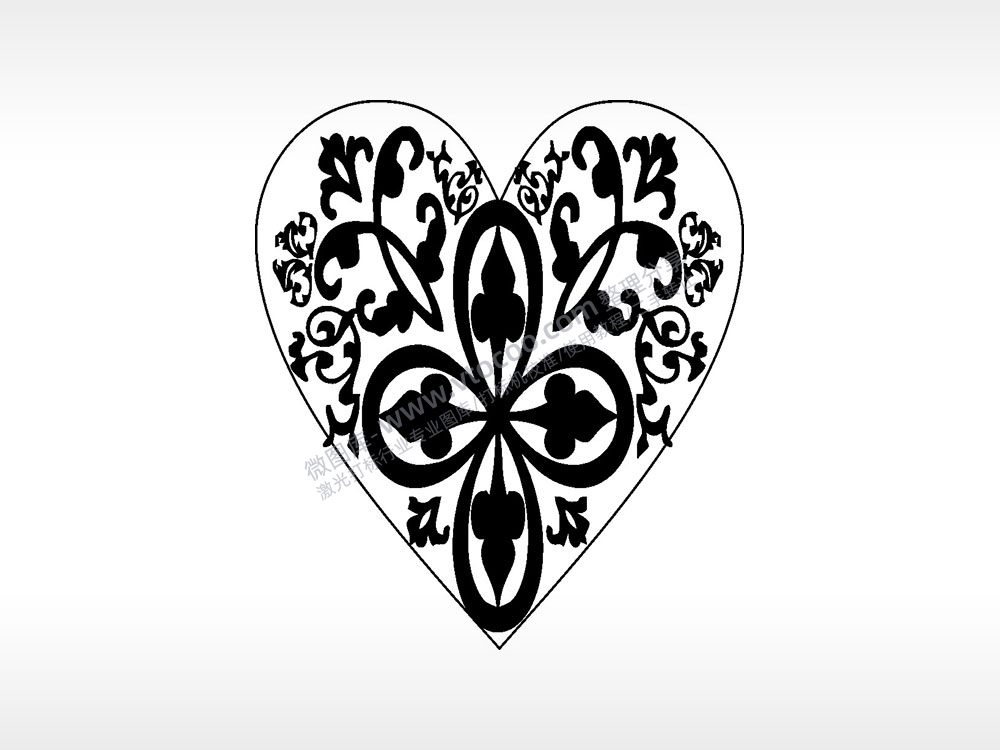 花瓣线条藤蔓四叶心型项链模板AI8.0格式激光打标文件通用矢量图