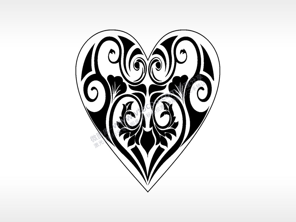 花朵藤蔓形成爱心型项链模板AI8.0格式激光打标文件通用矢量图