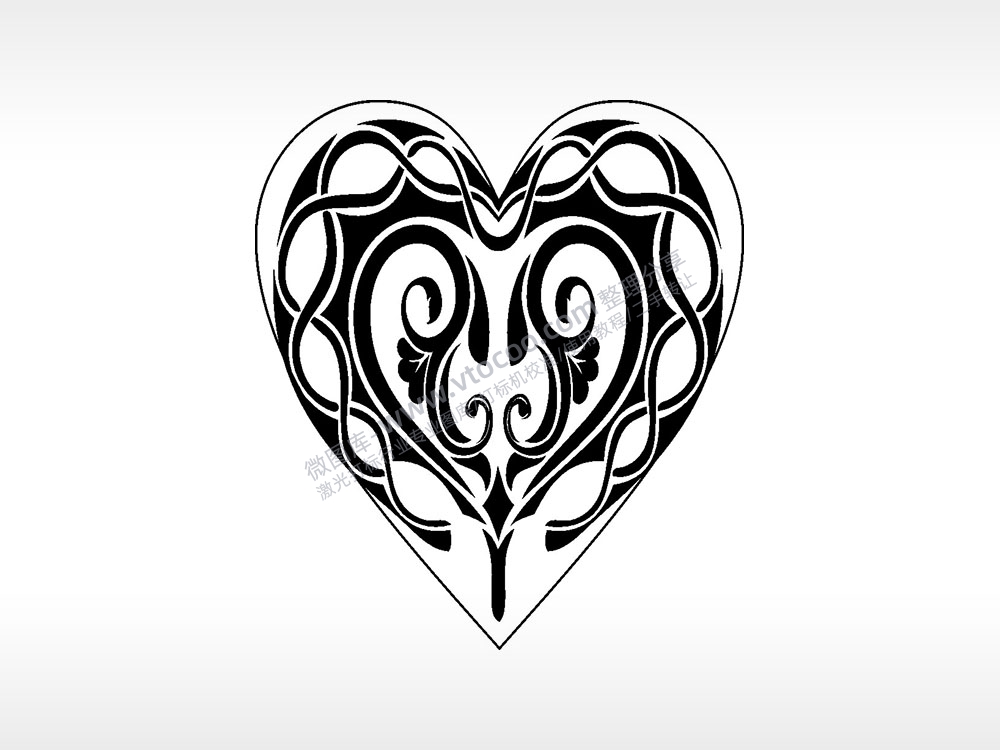 喇叭花线条心型项链模板AI8.0格式激光打标文件通用矢量图