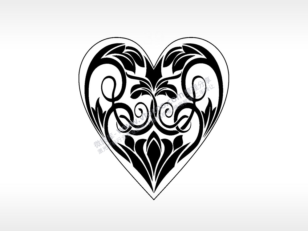 藤蔓花朵形成爱心型项链模板AI8.0格式激光打标文件通用矢量图