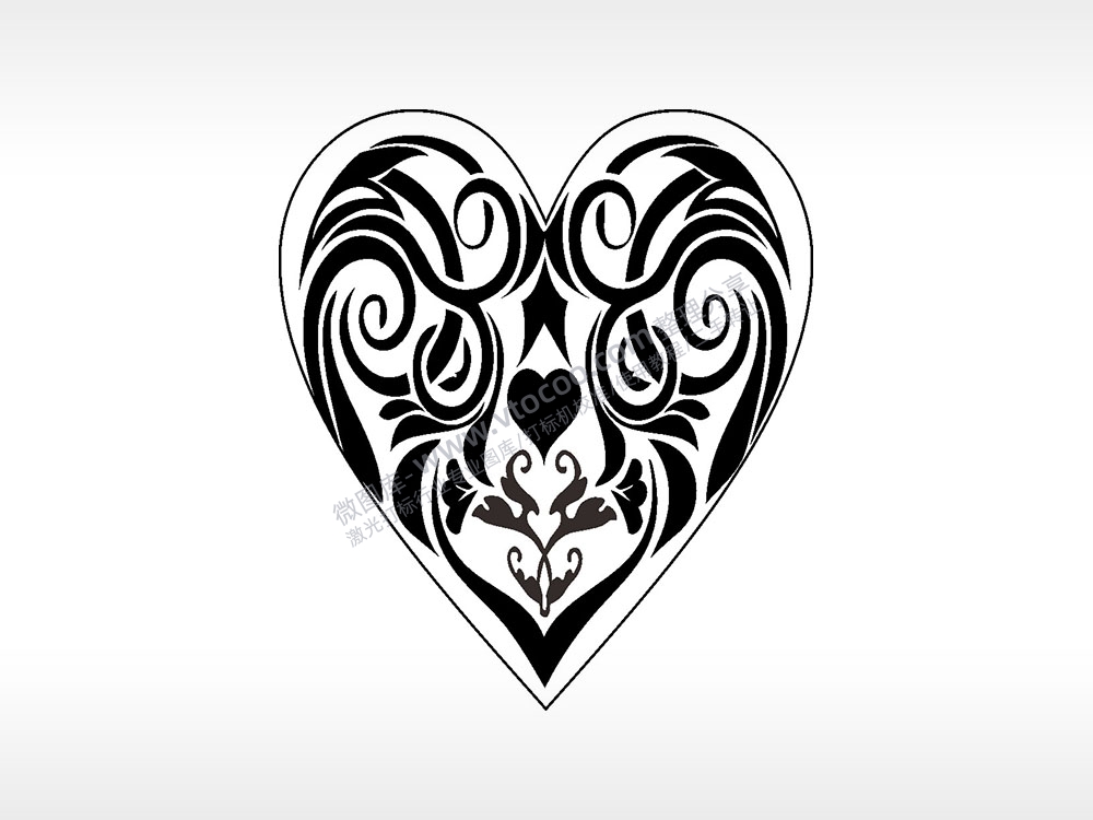 藤蔓花心型项链模板AI8.0格式激光打标文件通用矢量图