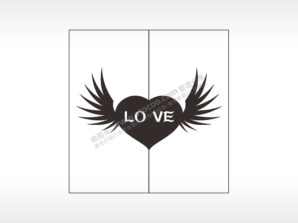 爱心love翅膀情侣组合模板AI8.0格式激光打标文件通用矢量图