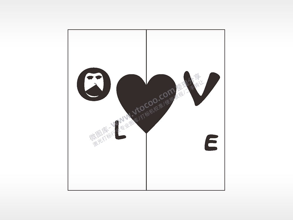 love情侣组合模板AI8.0格式激光打标文件通用矢量图