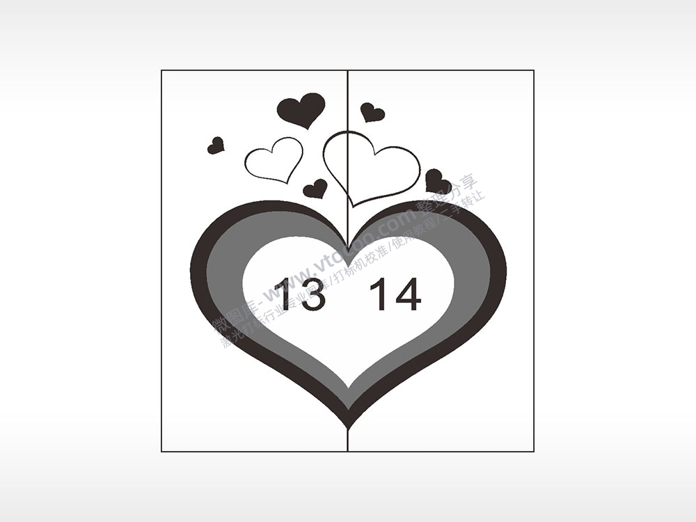 爱情一生一世1314情侣组合模板AI8.0格式激光打标文件通用矢量图