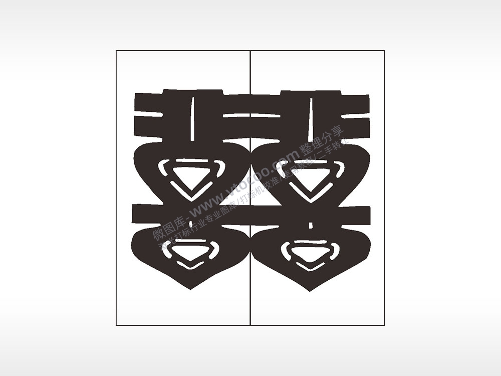 喜庆情侣组合模板AI8.0格式激光打标文件通用矢量图