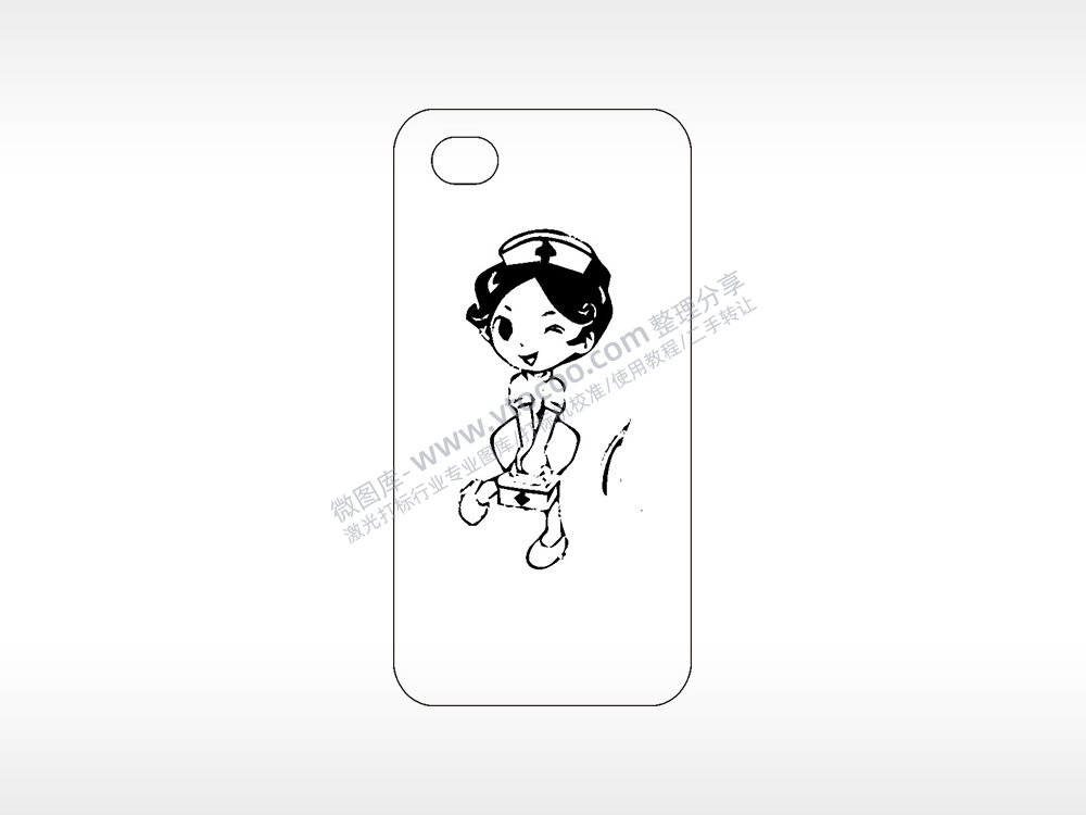 护士职业卡通手机壳AI8.0格式激光打标文件通用矢量图