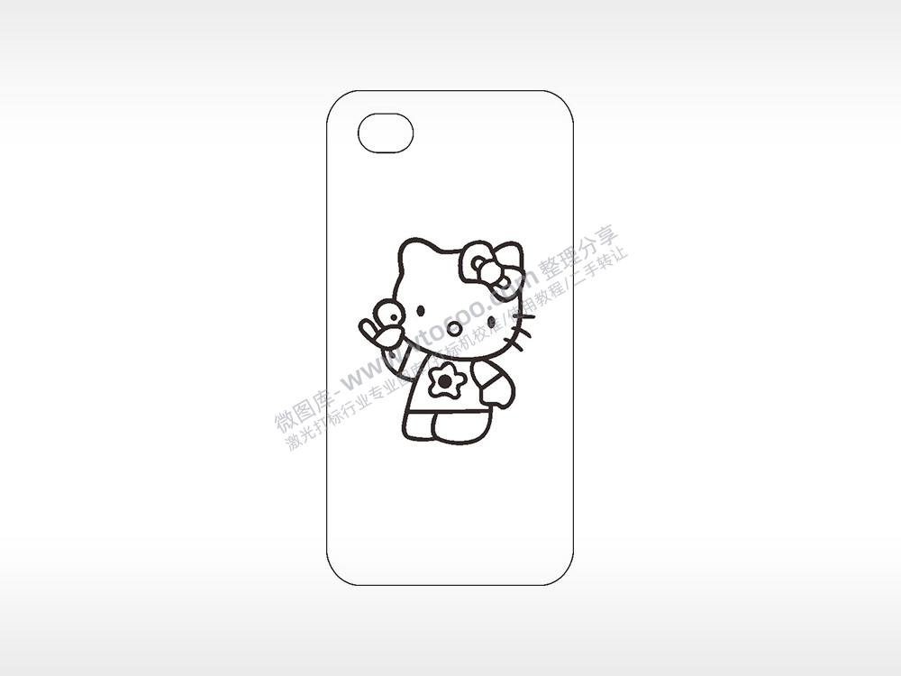Hello kitty小鸟卡通手机壳AI8.0格式激光打标文件通用矢量图