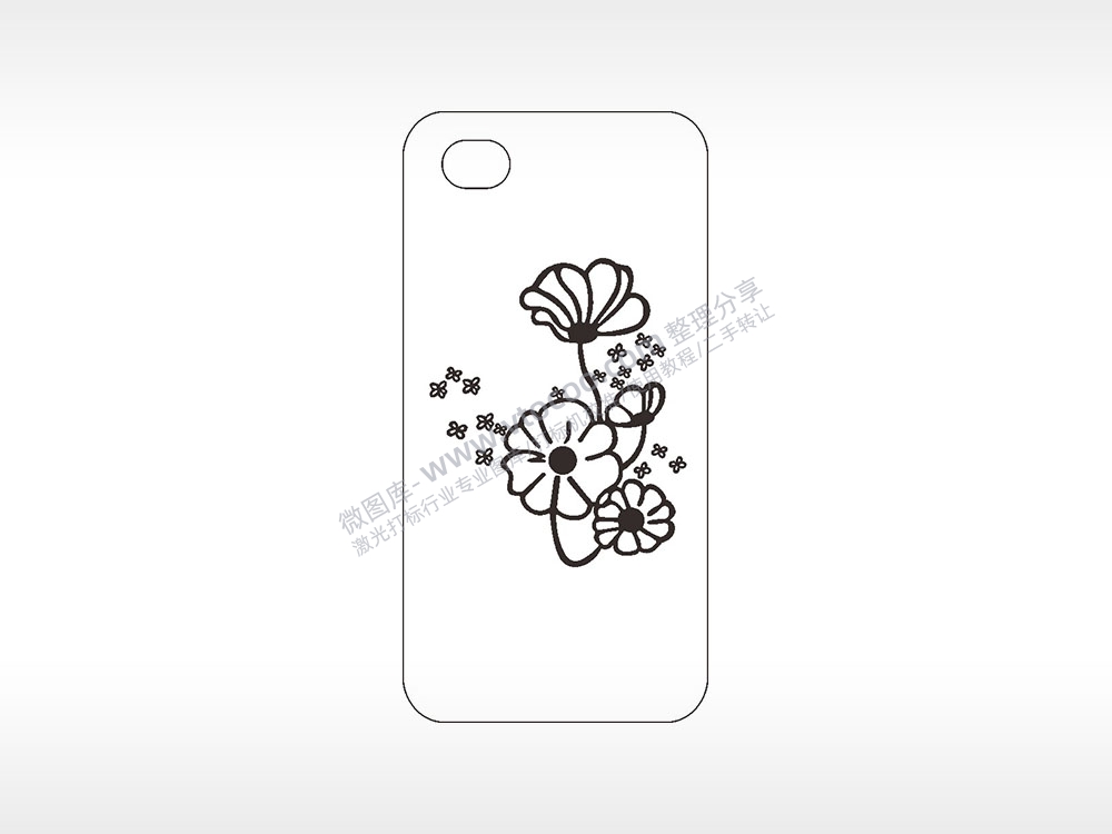 荷花飘落卡通手机壳AI8.0格式激光打标文件通用矢量图