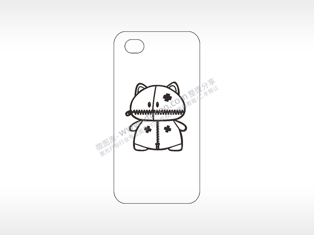 补丁熊卡通手机壳AI8.0格式激光打标文件通用矢量图