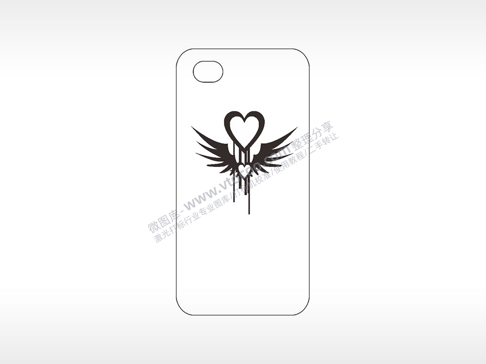 爱心之翼卡通手机壳AI8.0格式激光打标文件通用矢量图