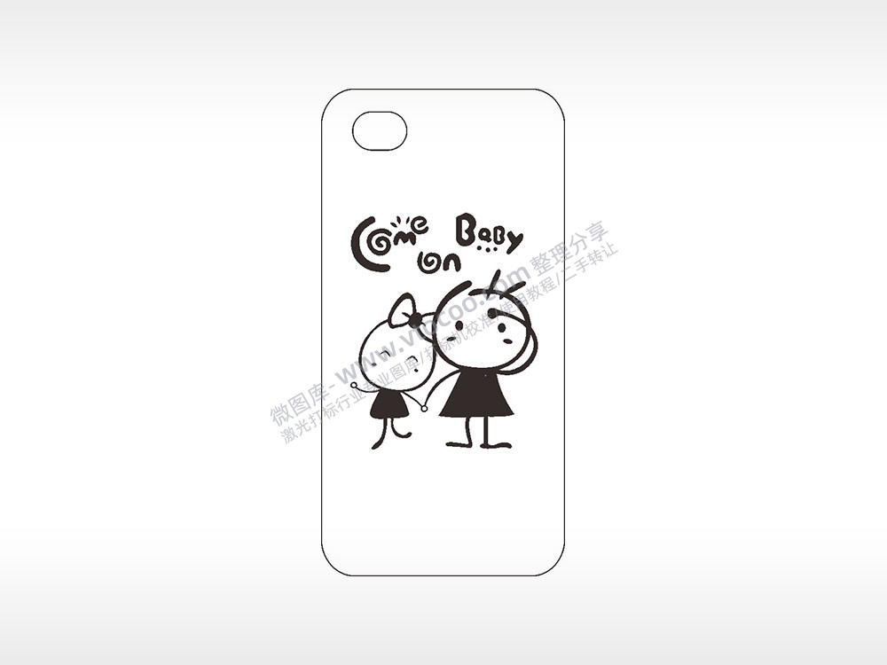 情侣Baby卡通手机壳AI8.0格式激光打标文件通用矢量图